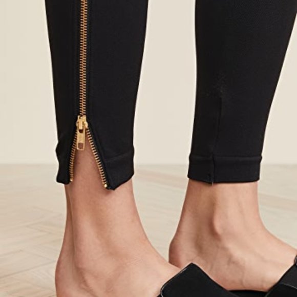 SPANX Black Leggings with Gold Zipper - Picture 2 of 5